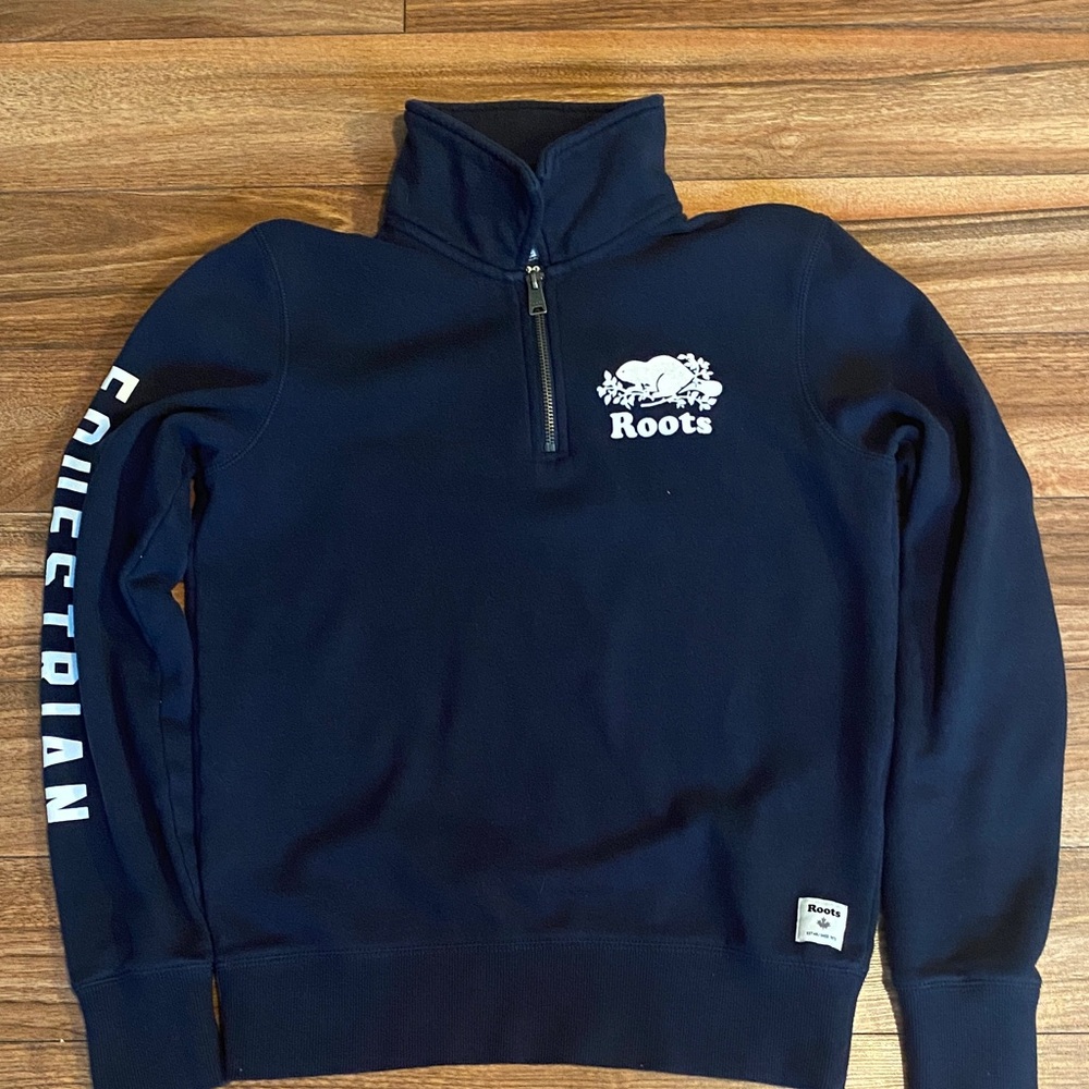 Roots Dark Blue Equestrian Zip-Up Sweater
